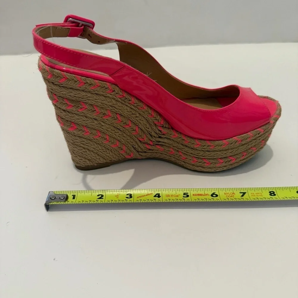 Valentino Garavani Pink Patent Leather Espadrille Wedges Fits Like 6.5
